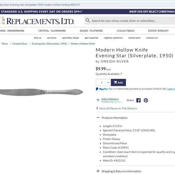 Silver Plate Community Oneida c1950s 6 Dinner Knives 6 Dinner Forks EVENING STAR - Picture 6 of 11